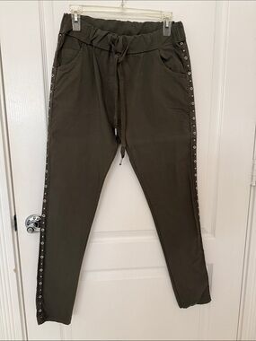 MADE IN ITALY Drawstring Olive Green Women’s Jogger Pants